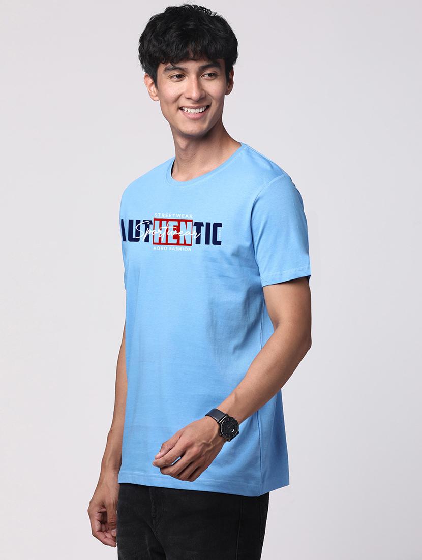 men round neck chest print t-shirt - 20966511 - Standard Image - 1
