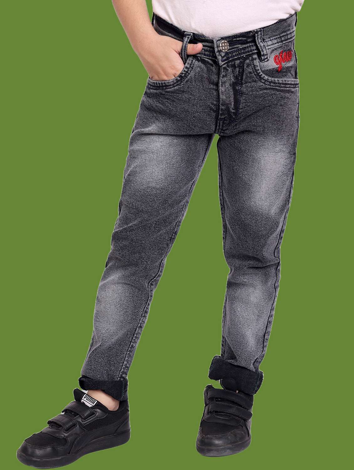 boys mid rise plain jeans