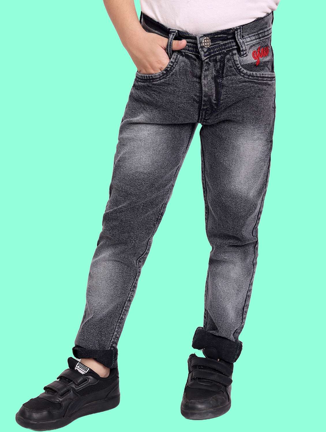 boys mid rise plain jeans