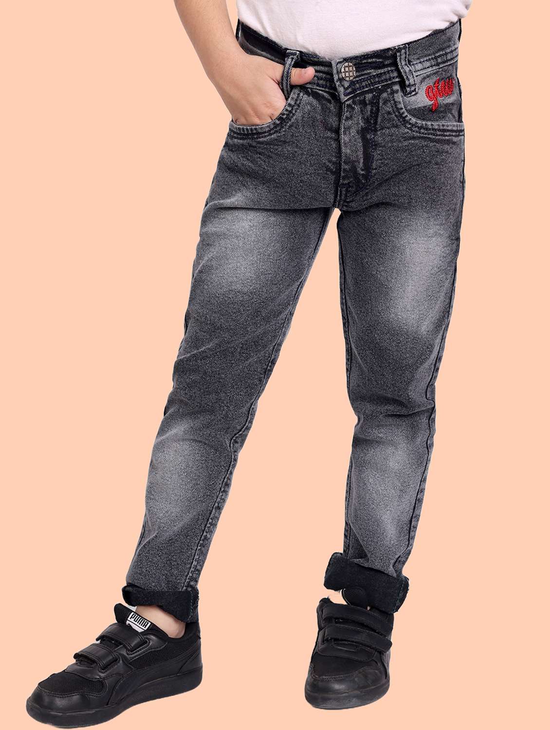 boys mid rise plain jeans