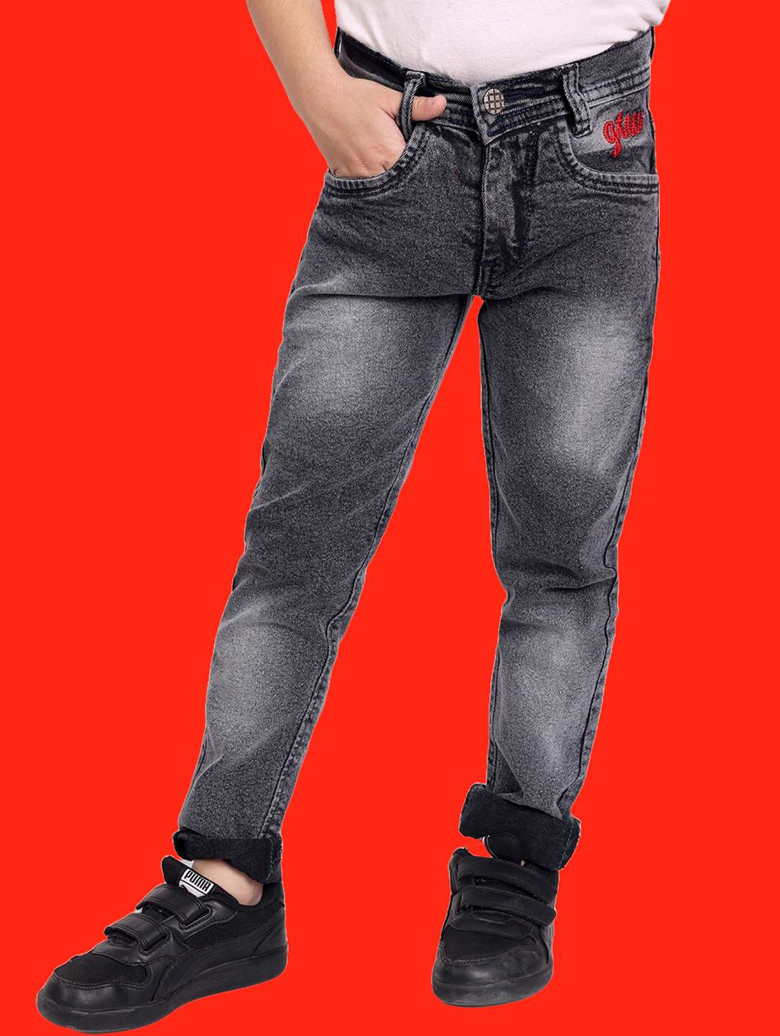 boys mid rise plain jeans