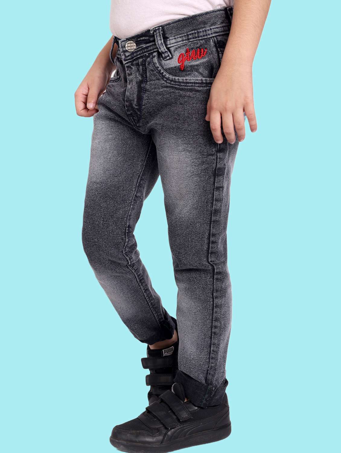 boys mid rise plain jeans