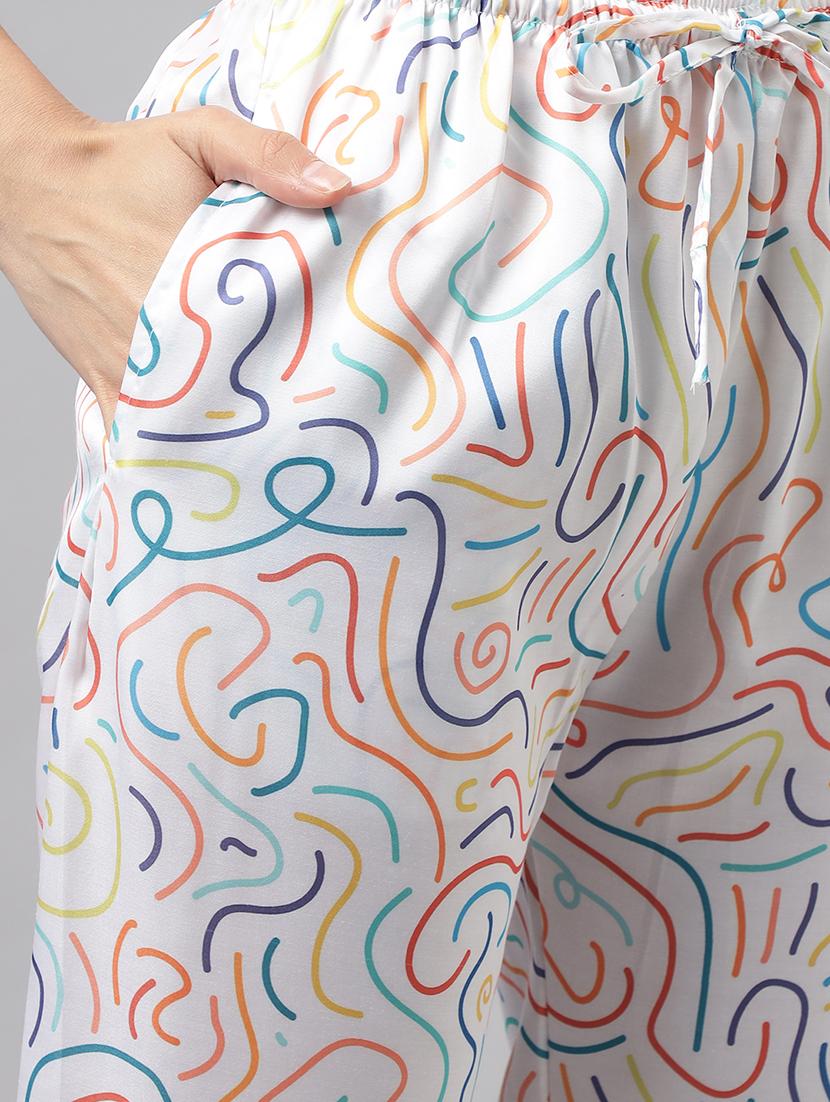 women lapel neck printed pyjama nightwear set - 20967536 - Standard Image - 4
