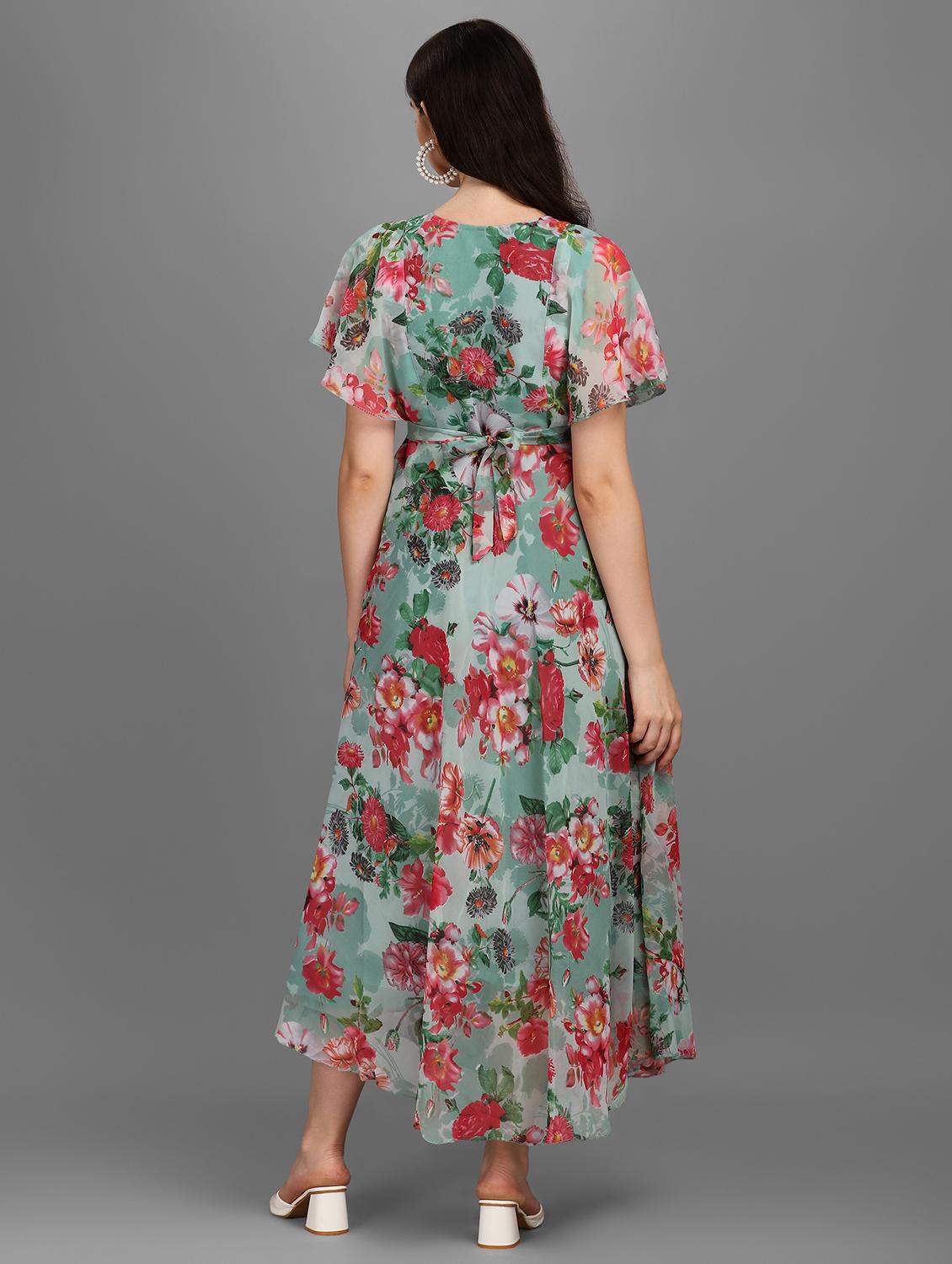 women green round neck fit & flare dress - 20967571 - Standard Image - 1