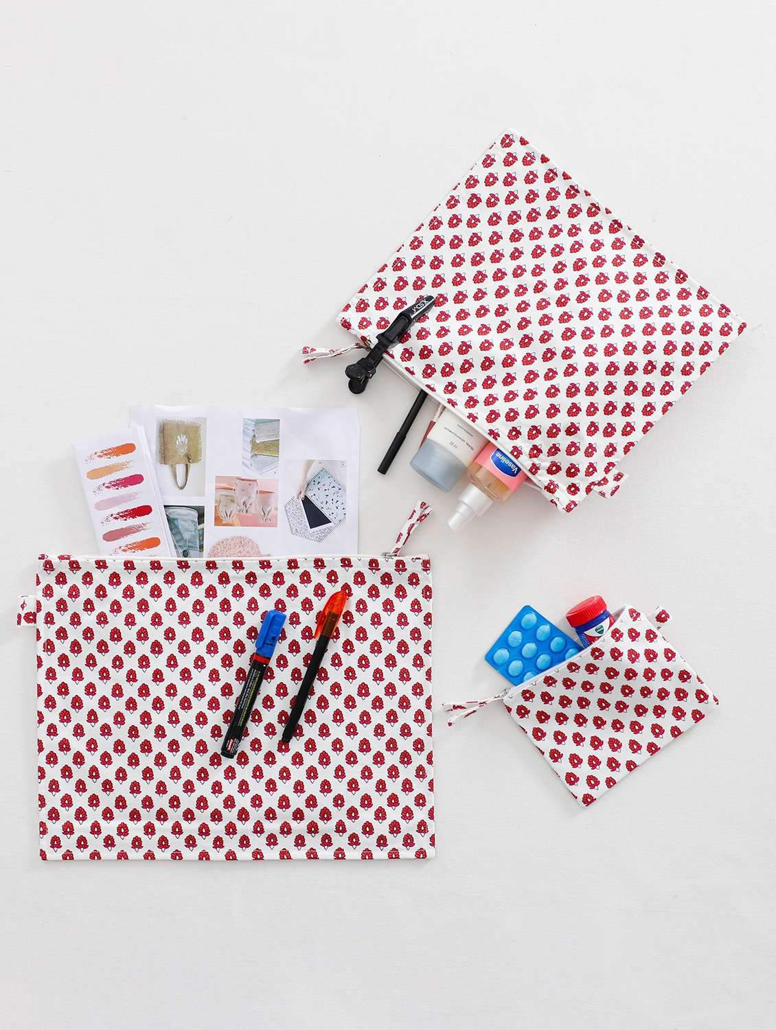 pack of 3 printed pouches