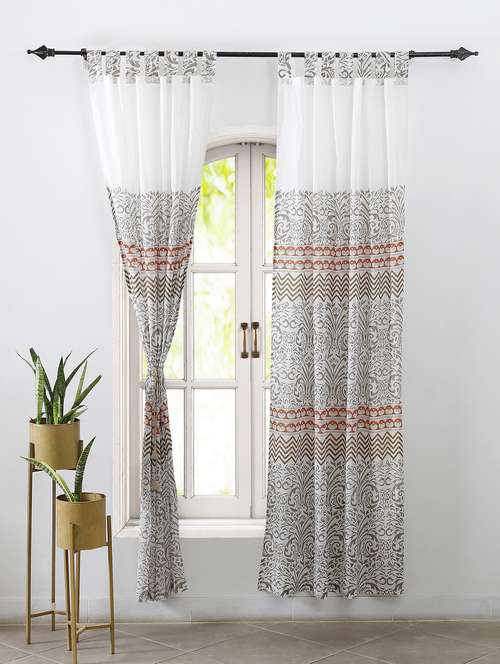printed curtains for living & bed rooms (pack of 2) - 20967616 - Standard Image - 0