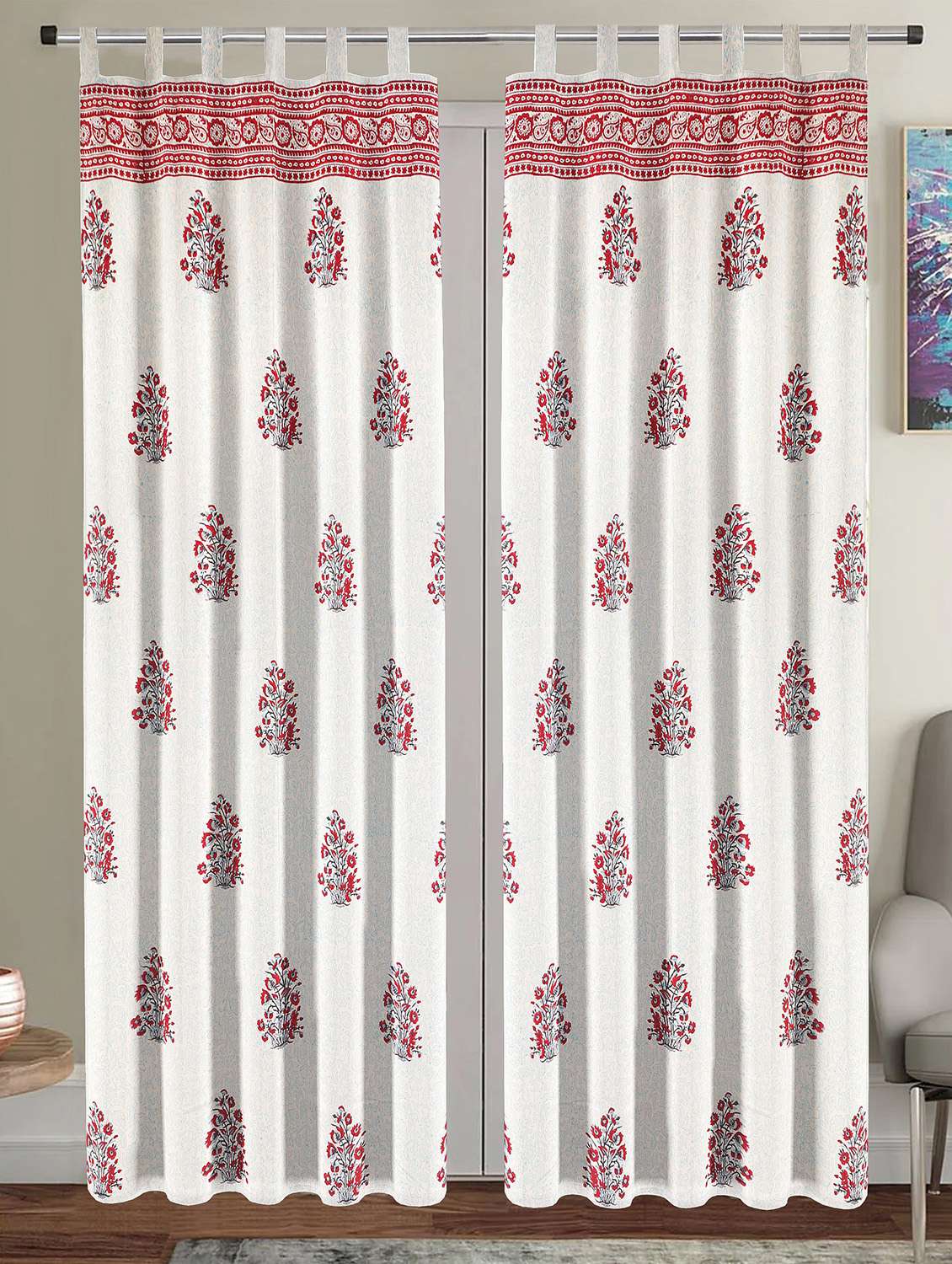 printed curtains for living & bed rooms (pack of 2) - 20967617 - Zoom Image - 0