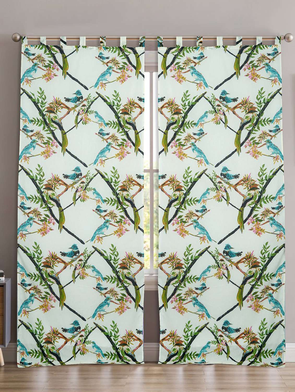 printed curtains for living & bed rooms (pack of 2) - 20967619 -  Zoom Image - 0
