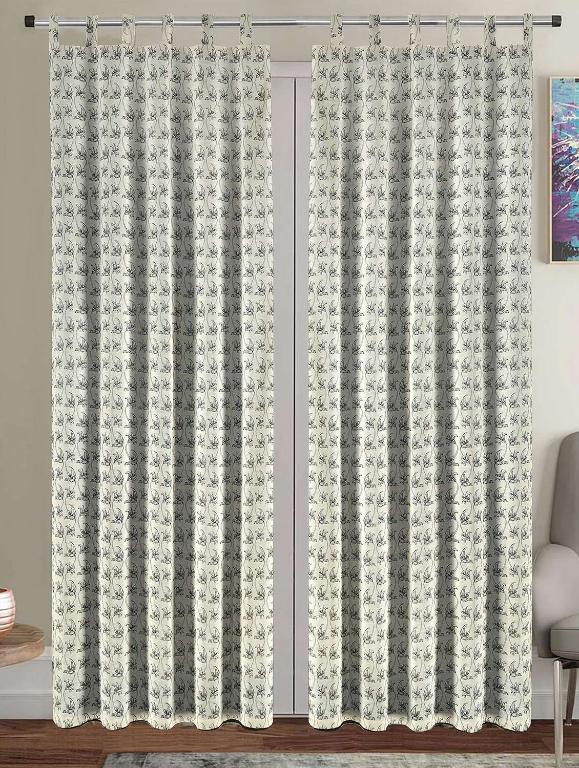 printed curtains for living & bed rooms (pack of 2)
