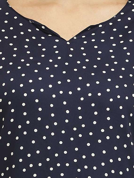 women notch neck polka dot pyjama nightwear set - 20968018 -  Standard Image - 4