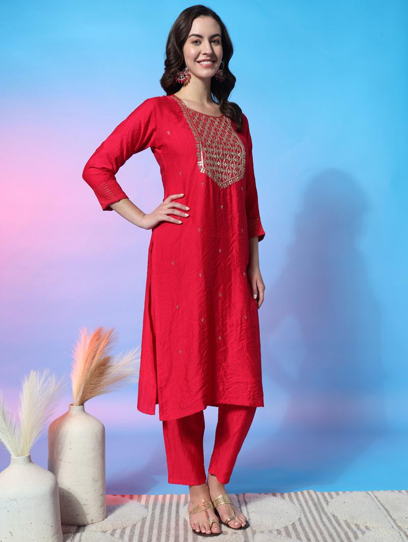 women embroidered kurta pant suit set - 20968492 -  Standard Image - 1