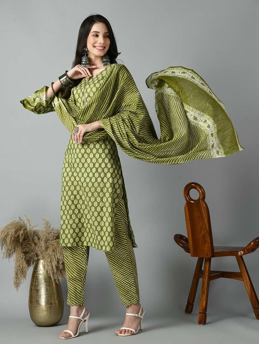 women printed rayon suit set - 20968644 -  Standard Image - 1