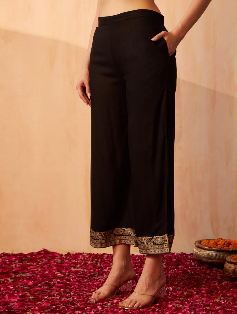 black bandhani printed kurta palazzo set set - 20968689 - Standard Image - 4