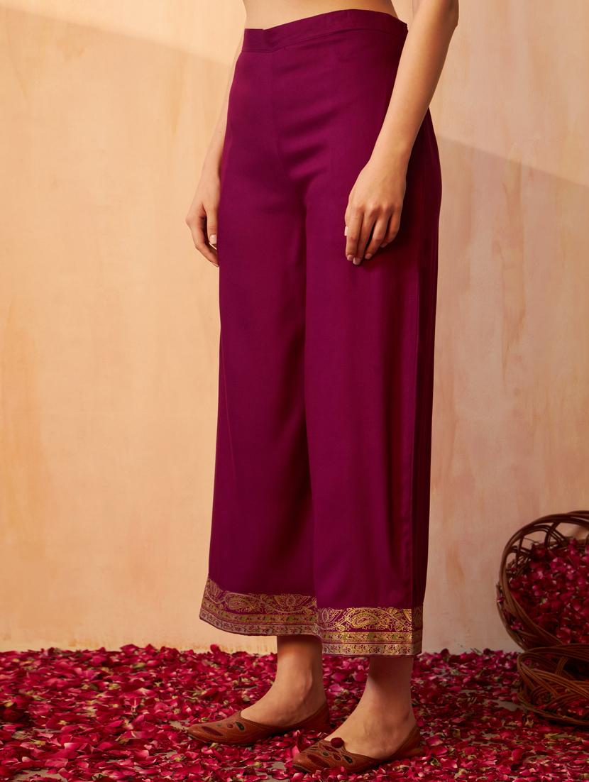 purple bandhani kurta palazzo set set - 20968690 - Standard Image - 4