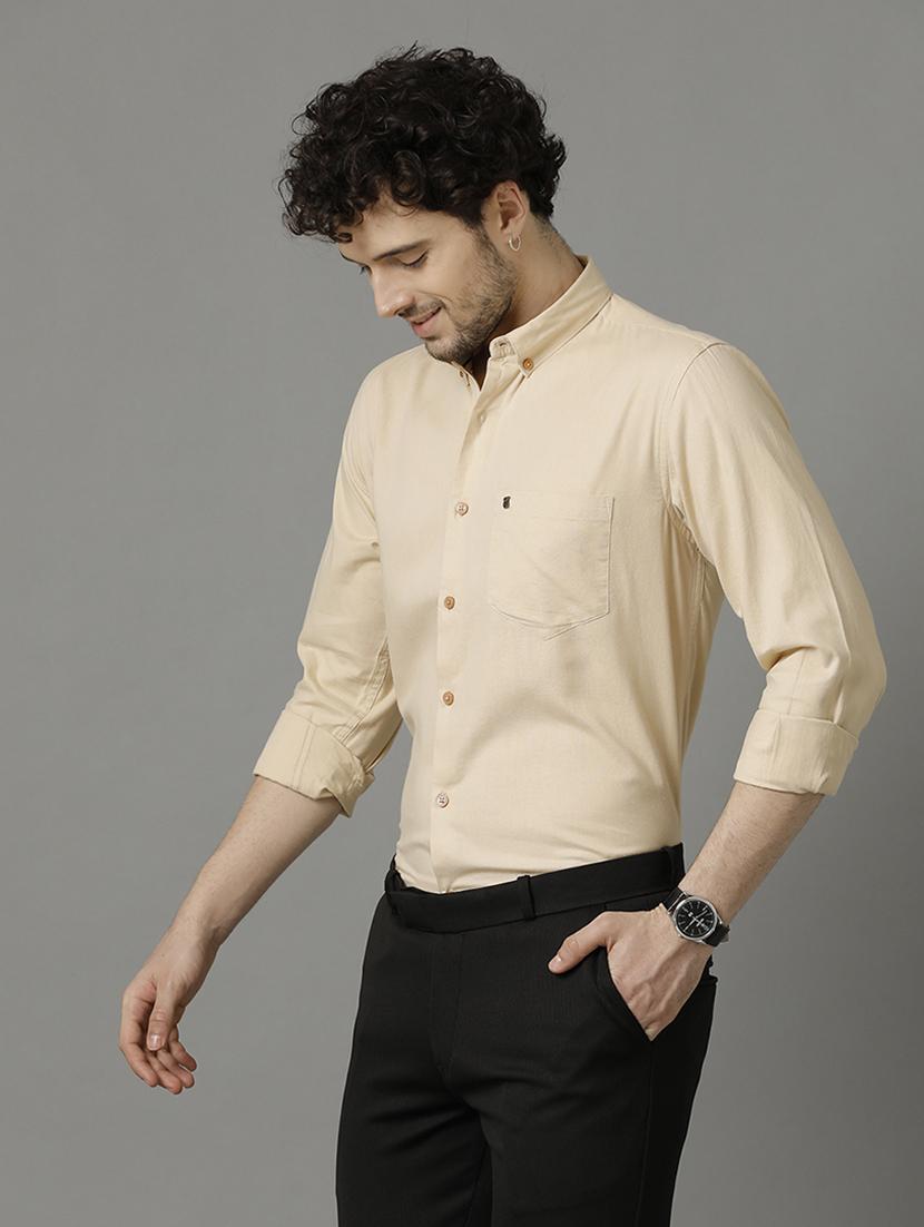cream cotton formal shirt - 20968699 - Standard Image - 1