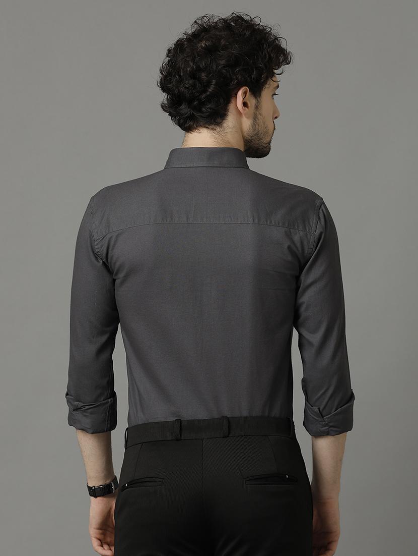 grey solid formal shirt - 20968700 -  Standard Image - 1