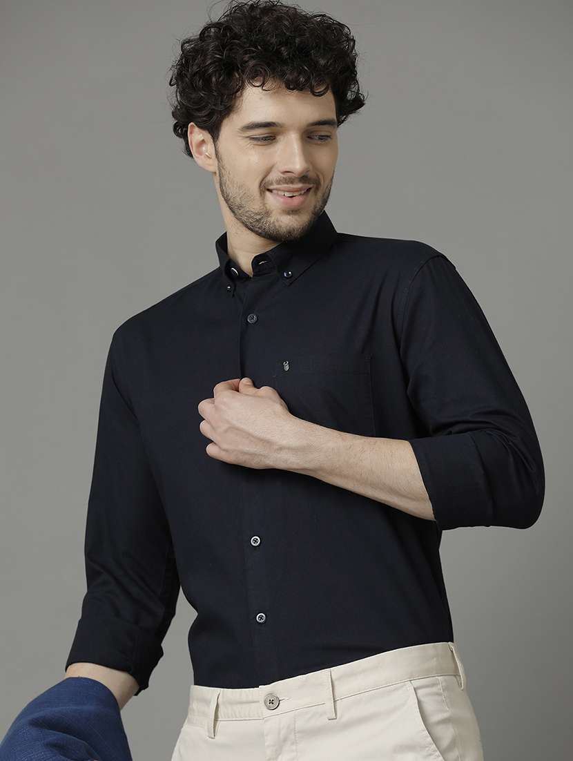 navy blue cotton formal shirt - 20968706 -  Standard Image - 1