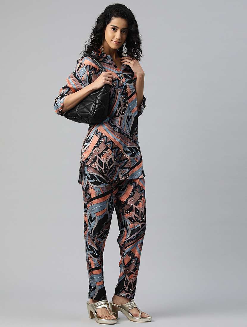 women three quarter sleeve ethnic co ord set