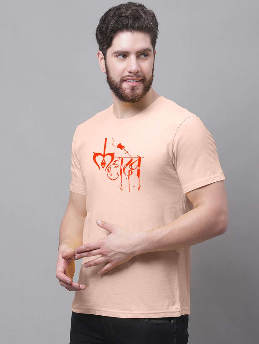 men round neck chest printed t-shirt - 20968822 -  Standard Image - 1