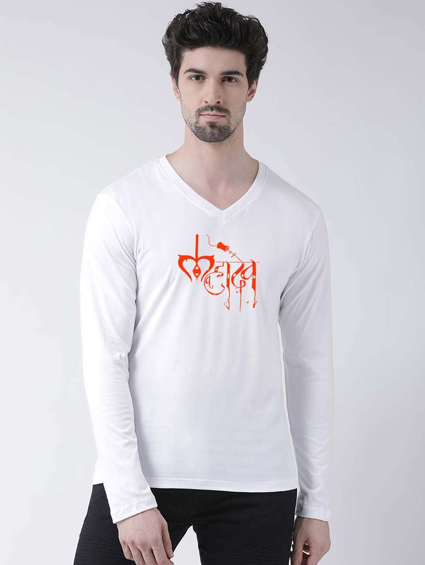 men v-neck chest printed t-shirt - 20968827 - Zoom Image - 0