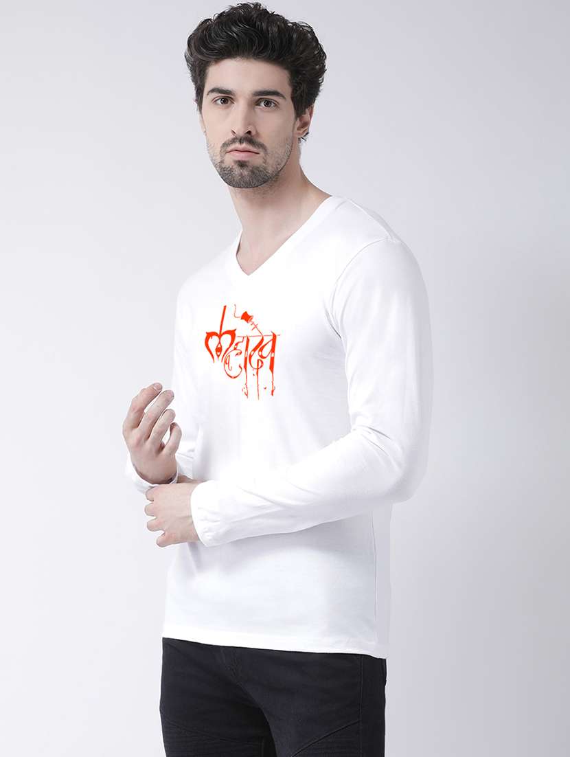 men v-neck chest printed t-shirt - 20968827 - Standard Image - 1