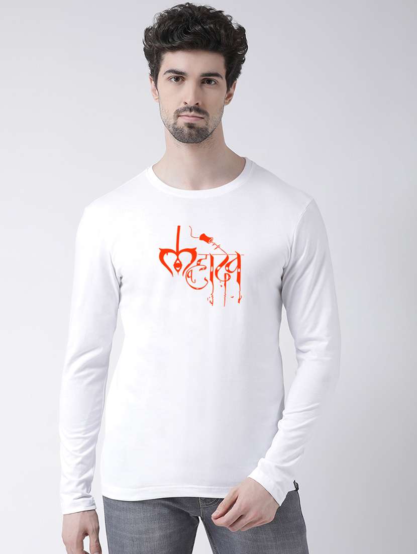 men round neck chest printed t-shirt