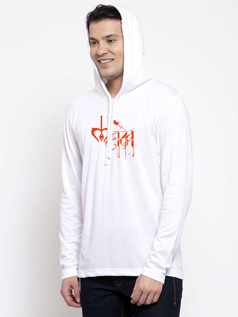 men hood neck chest printed t-shirt - 20968866 -  Standard Image - 1