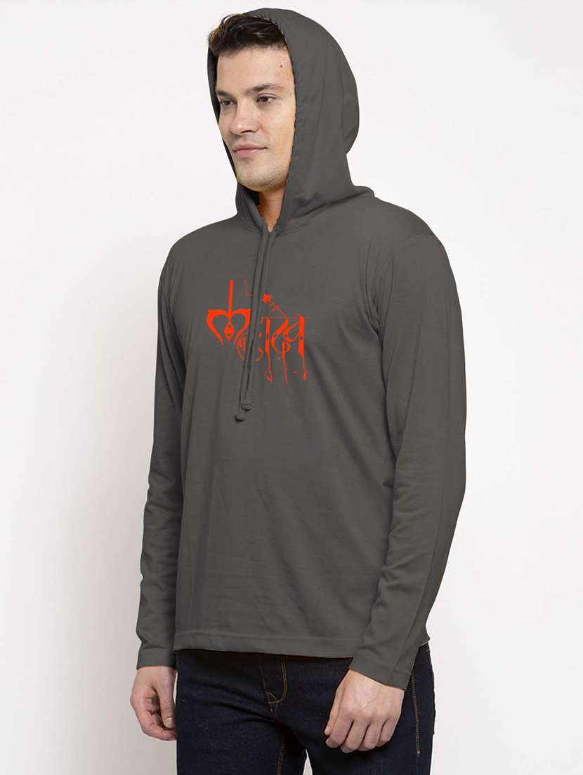 men hood neck chest printed t-shirt - 20968872 -  Standard Image - 1