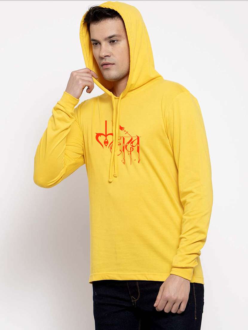 men hood neck chest printed t-shirt - 20968875 -  Standard Image - 1