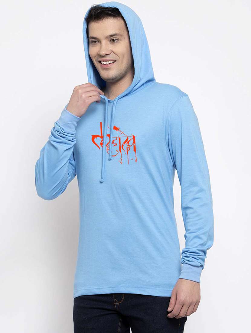 men hood neck chest print t-shirt - 20968877 -  Standard Image - 1