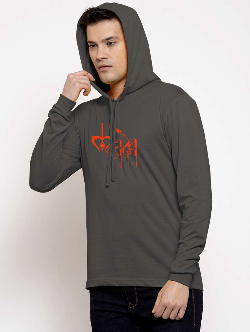 men hood neck chest printed t-shirt - 20968881 -  Standard Image - 1