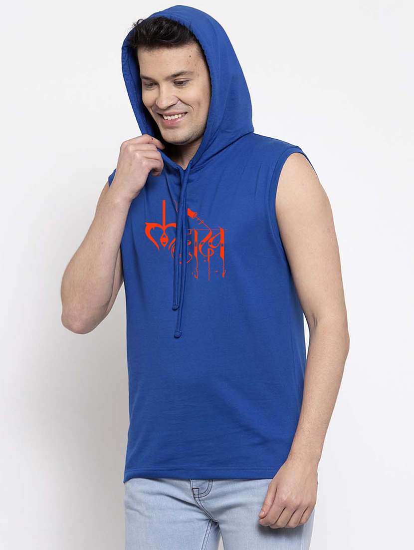 men hood neck chest printed t-shirt - 20968884 -  Standard Image - 1