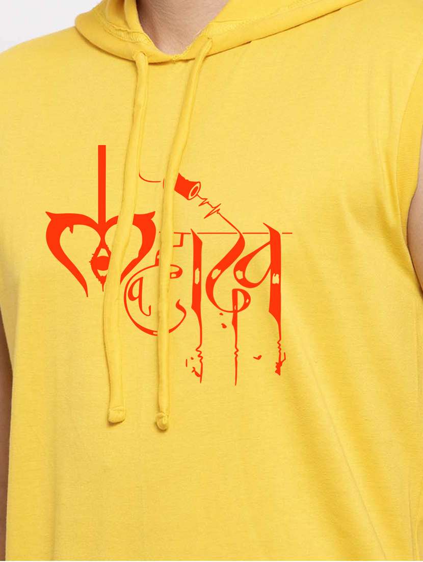 men hood neck chest printed t-shirt - 20968885 -  Standard Image - 4