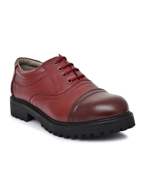maroon leather laceup oxfords - 20968954 - Standard Image - 0