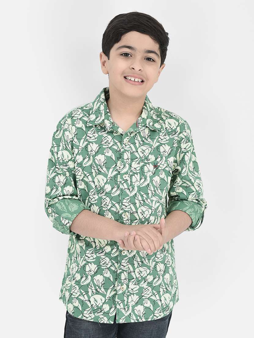 green floral print cotton shirt
