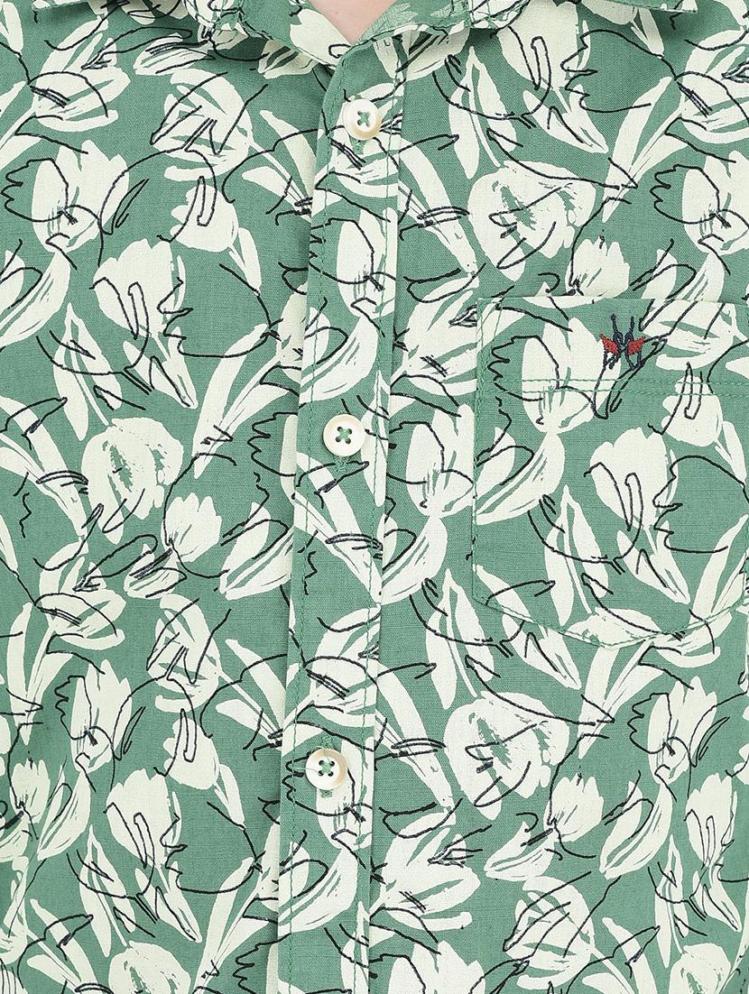 green floral print cotton shirt - 20969013 - Standard Image - 4