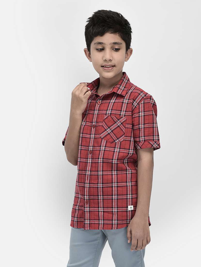 boys cotton regular check shirt - 20969017 -  Standard Image - 1