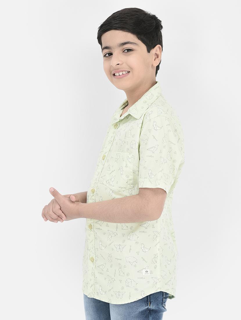 green printed detailed regular shirt - 20969019 - Standard Image - 1