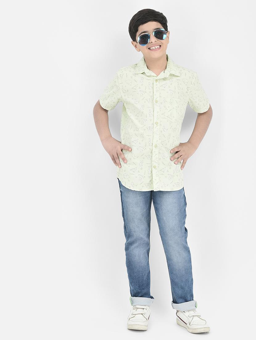 green printed detailed regular shirt - 20969019 - Standard Image - 4