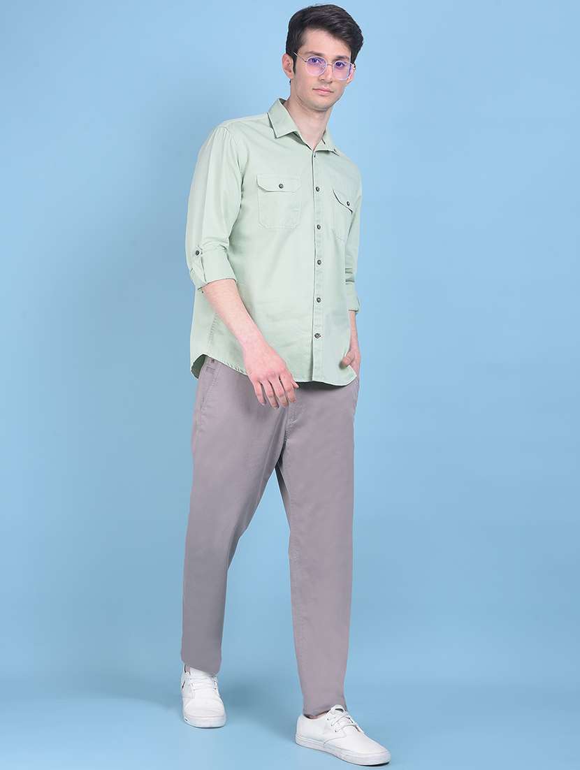 Green Solid Casual Shirt - 20969089 -  Standard Image - 4