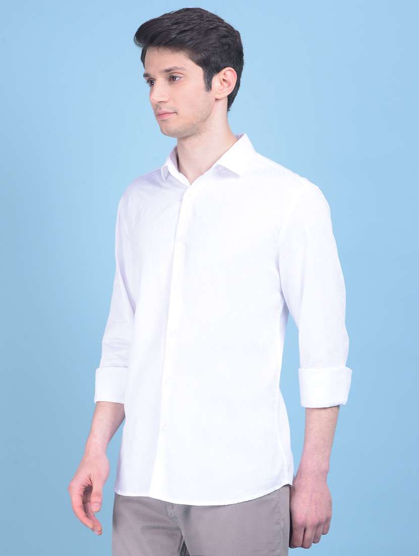 white cotton casual shirt - 20969096 -  Standard Image - 1
