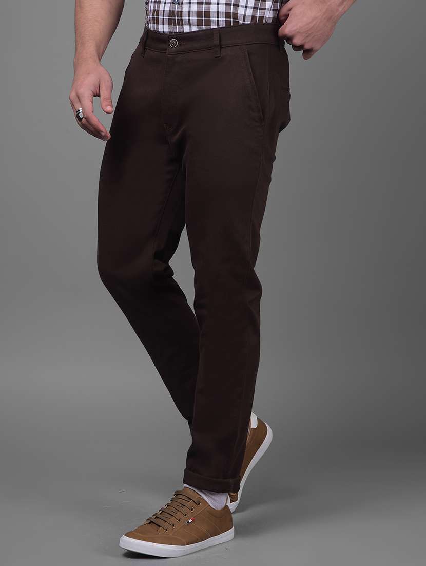 men mid rise solid chinos casual trouser - 20969101 -  Standard Image - 1