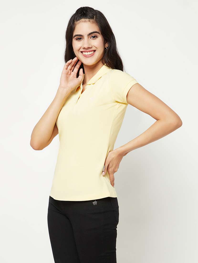 solid yellow cotton polo t-shirt