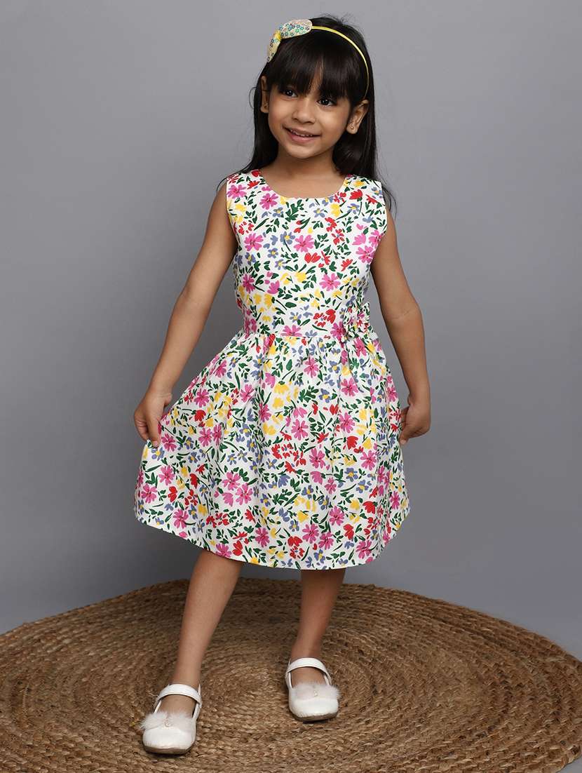 girls floral printed cotton frock