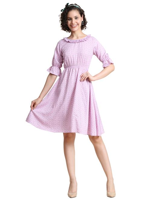 pink floral printed fit & flare dress - 20969676 - Standard Image - 0