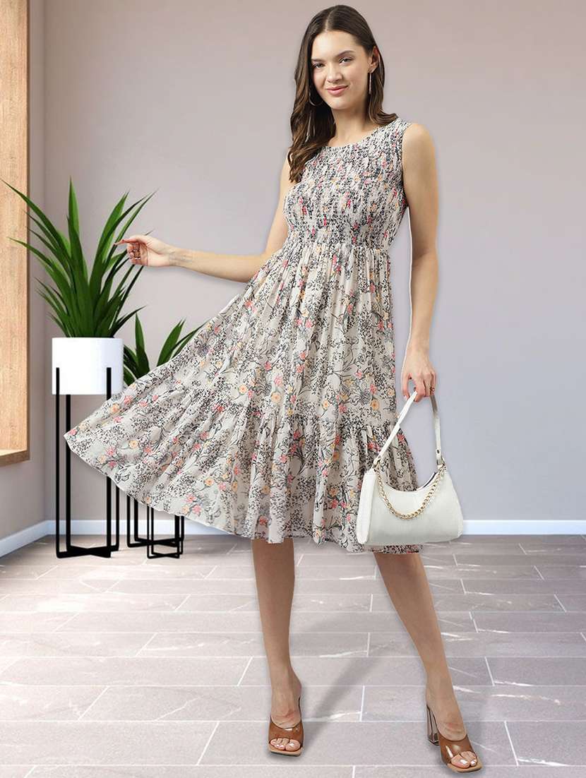 women floral printed tiered dress 