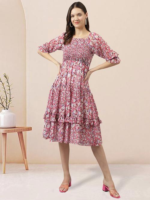 women multicolored floral printed tiered dress - 20969709 -  Standard Image - 0