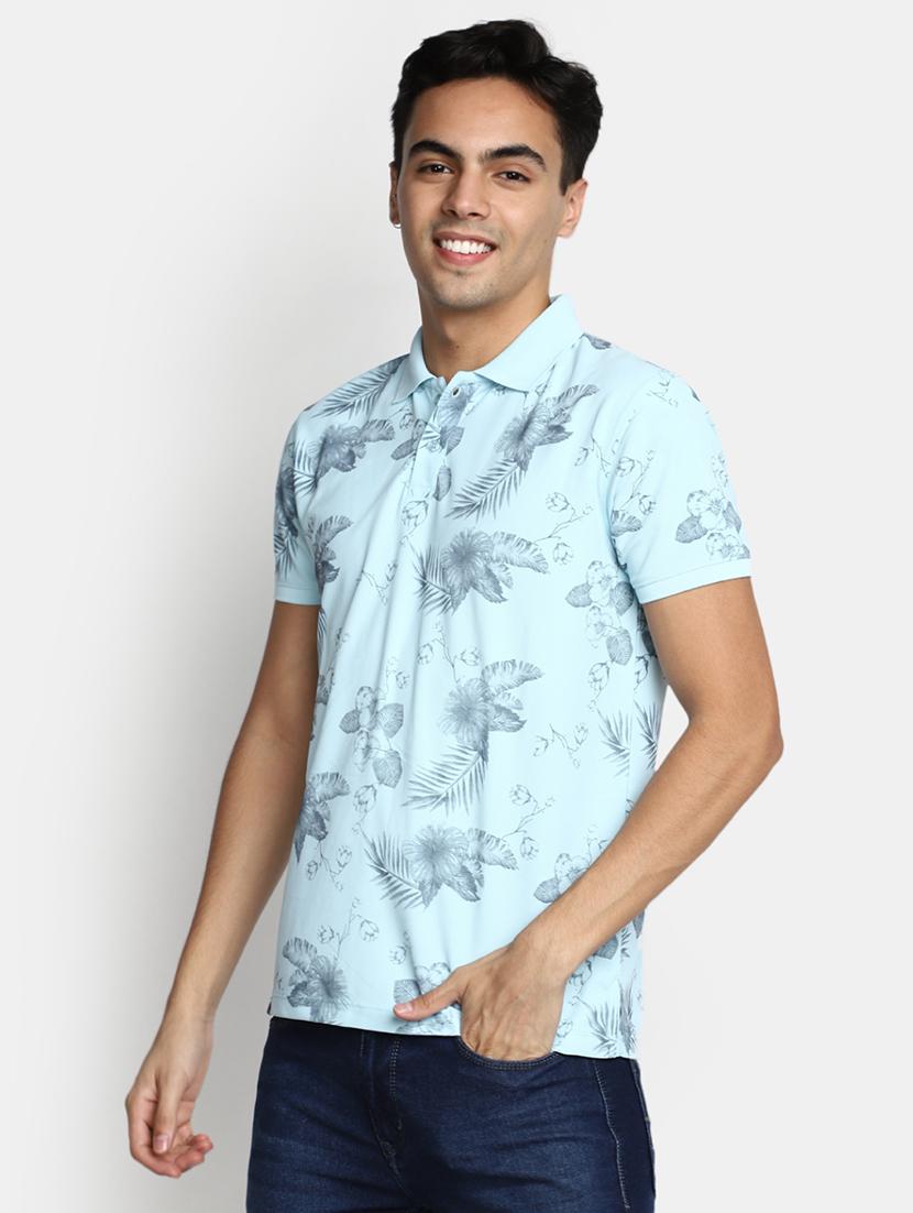 men floral print cotton polo t-shirt - 20969723 - Standard Image - 1