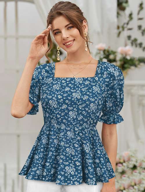 women floral printed peplum top - 20969743 - Standard Image - 0