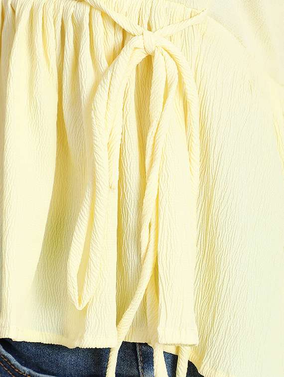 women yellow solid peplum top - 20969763 -  Standard Image - 4